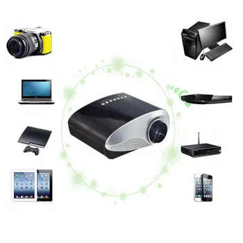 

HD LED Mini Projector 480x320 Pixels Supports 1080P 820 HDMI USB Audio Portable Projector Home Media Video player