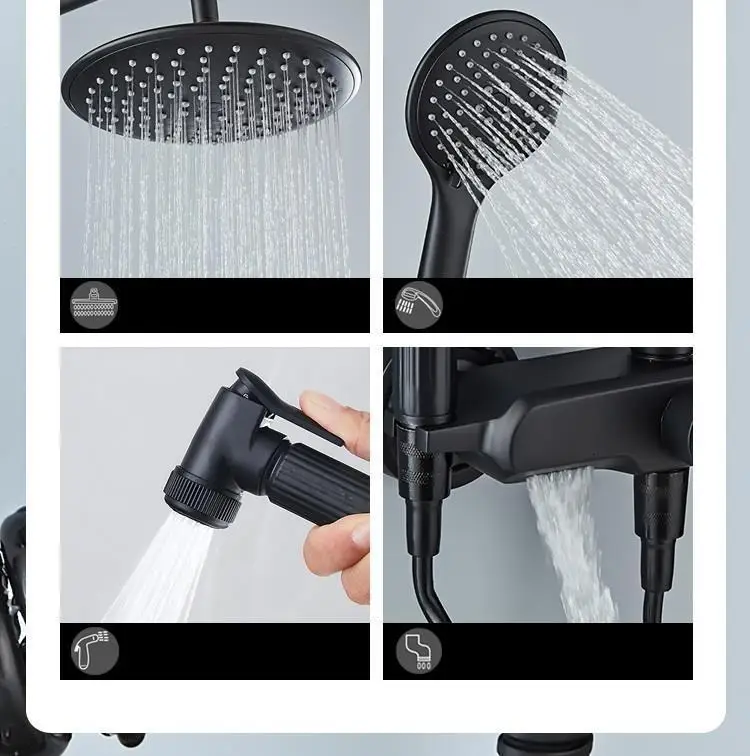 Черная Torneira Lavabo Dusch система Doccia Do Banheiro Painel Regadera электрическая Душевая система Ducha Chuveiro для ванной комнаты