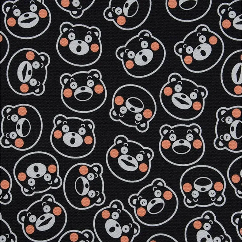 

Cartoon Black bear print canvas fabric for sofa home bags dress decoration materials diy sewing by the yard