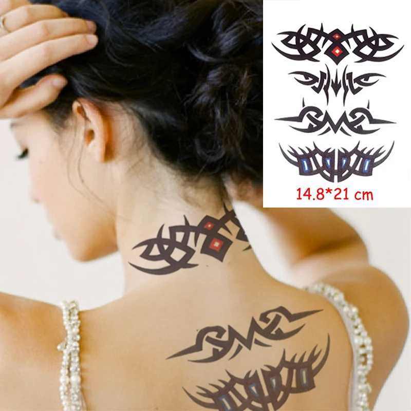 Waterproof Temporary Tattoo Sticker Halloween skull girl tatoo water transfer fake tattoos flash tatto Woman Man lady 14.8*21 cm