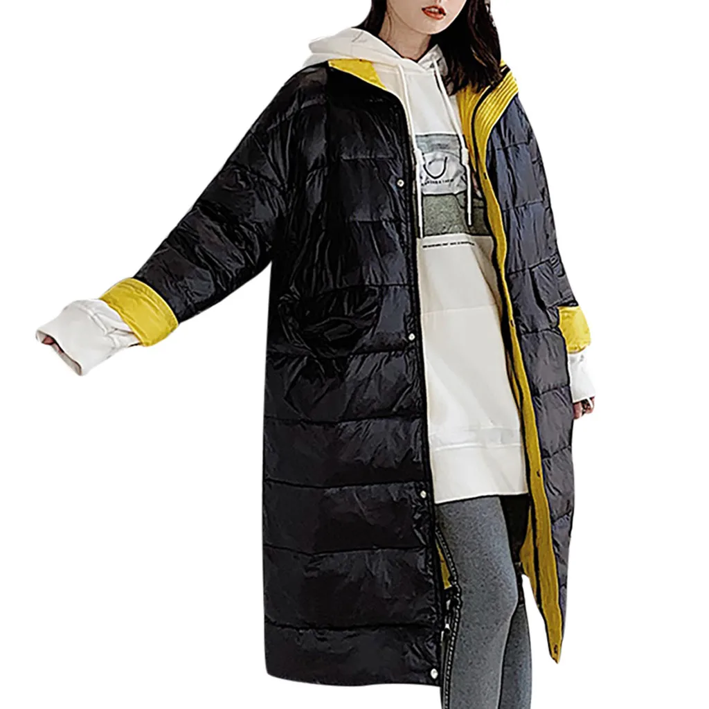 Feitong/зимнее пальто, женские куртки на утином пуху, зимние женские пальто, ветрозащитная Женская парка с высоким воротником, Женская длинная куртка 8M3 - Цвет: Черный