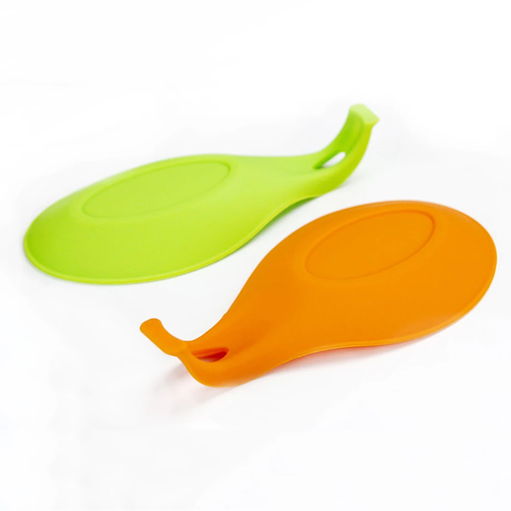 Silicone Spoon Rest Food Grade Silica Gel Spoon Put Mat Device Heat Resistant Kitchen Utensil Spatula Mixer Pad Mat Holder
