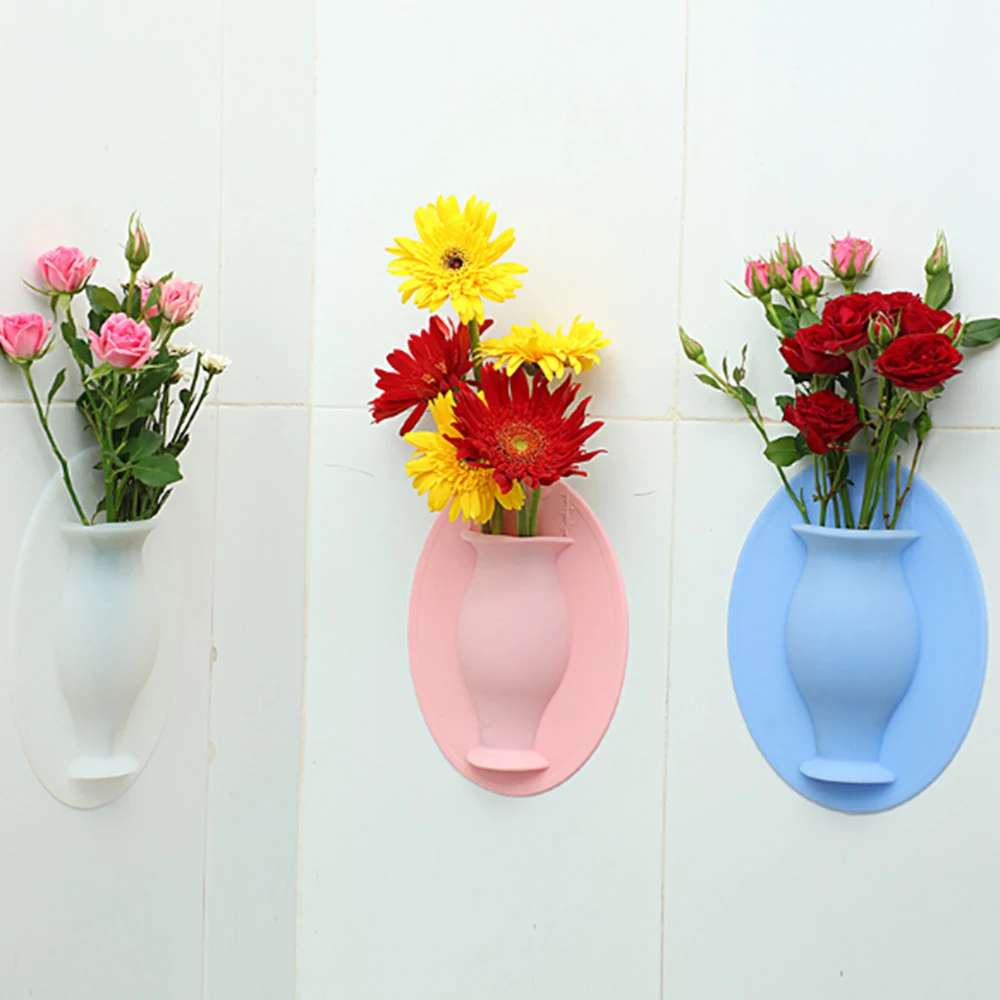 

Silicone Vase Decoration Home for Flowers Pot Plant Vases for Refrigerator Wall Office Bathroom Window Glass Mirror Decor