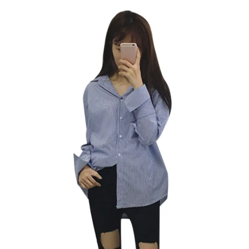 Новая Осенняя полосатая Классическая винтажная блуза с длинными рукавами и