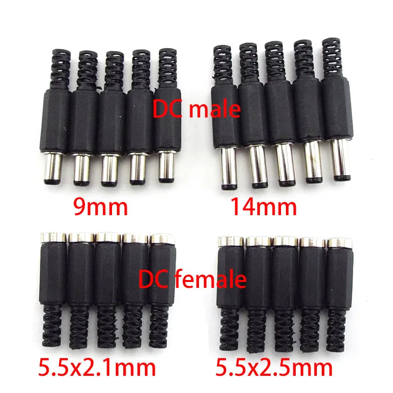 5/10pcs stejnosměrný ženské pánský energie poskytnout kolíček konektorů 5.5mm x 2.1mm 5.5x2.5mm ženské pánský zdvihák nástrčkový adaptér drát 5525 5521