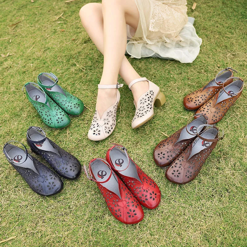 

2020 Spring New Style WOMEN'S Sandals Comfortable Porous Shoes Women's Genuine Leather Multi-color Casual Shoes