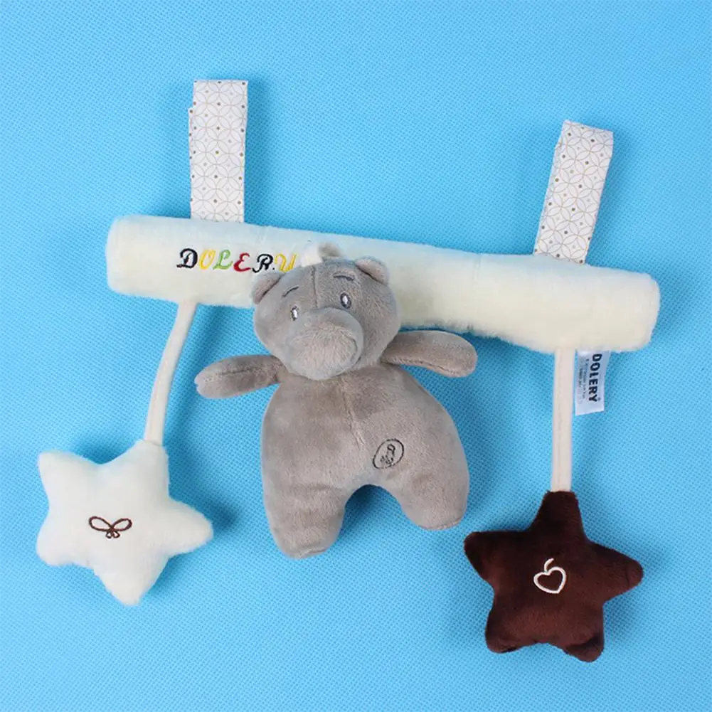 Yiwa Star Animal Music Baby Carriage Attachments Bed Hanging Plush Toys for Early Education Bed Hanging cloth music - Цвет: Little bear