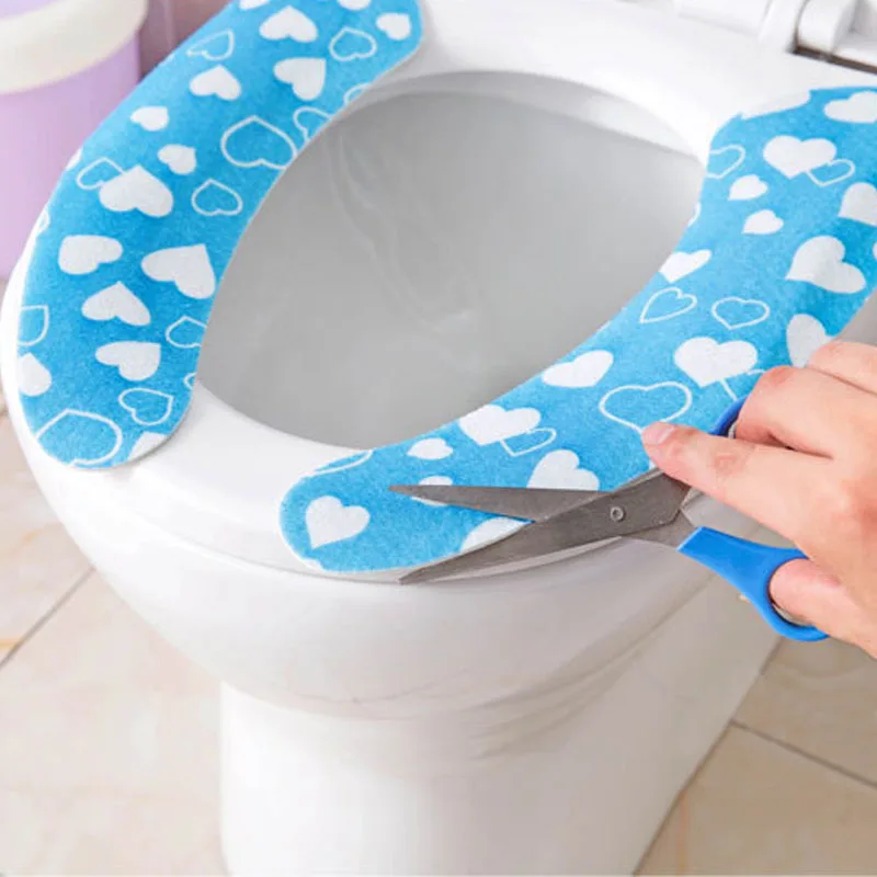 Paste Cotton Decor Toilet Supply Bathroom Accessories Mat Cleaning 1 Pair Home Durable Warm Toilet Sest Pad