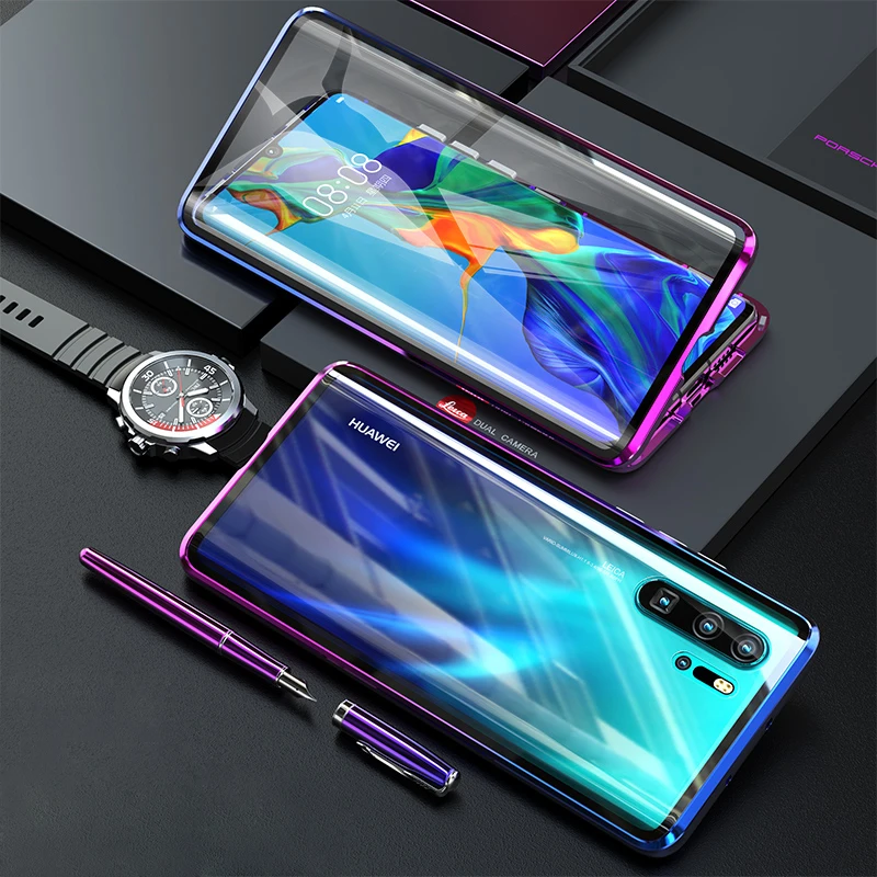 Роскошный защитный Магнитный чехол на весь корпус для huawei P30 Pro P20 mate 20 Pro 360, чехол из закаленного стекла на заднюю панель huawei P30Pro