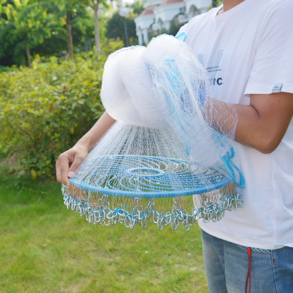 XC LOHAS Chain Fishing Net Network Casting Mesh Throw Hand Fish With Flying Disc Sinkers Cast For | Спорт и развлечения