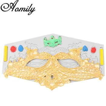 

Aomily DIY Lace Mask Silicone Molds Fondant Cake Mold Sugar Craft Chocolate Mold Masquerade Cake Decorating Toolds Baking Moulds