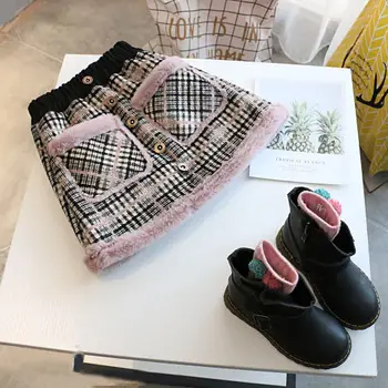

Winter Baby Girl Skirt Korean Thicken Fashion Plaid Woolen Skirts for Girl 2 3 4 5 6 Years Children Pettiskirt High Quality