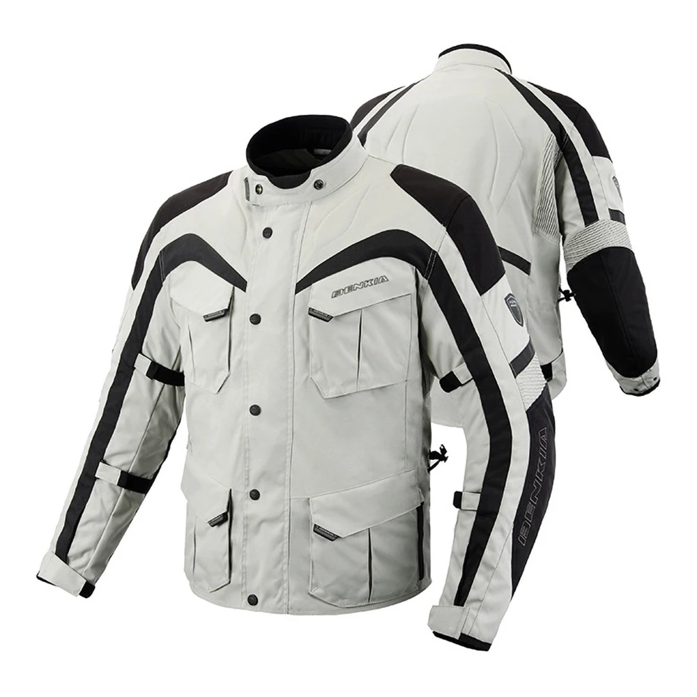 BENKIA мотоциклетная куртка мужская куртка для мотокросса для гонок по бездорожью Защитная Экипировка зимняя ветрозащитная Водонепроницаемая мотоциклетная куртка одежда - Цвет: HDF-JD146 Gray