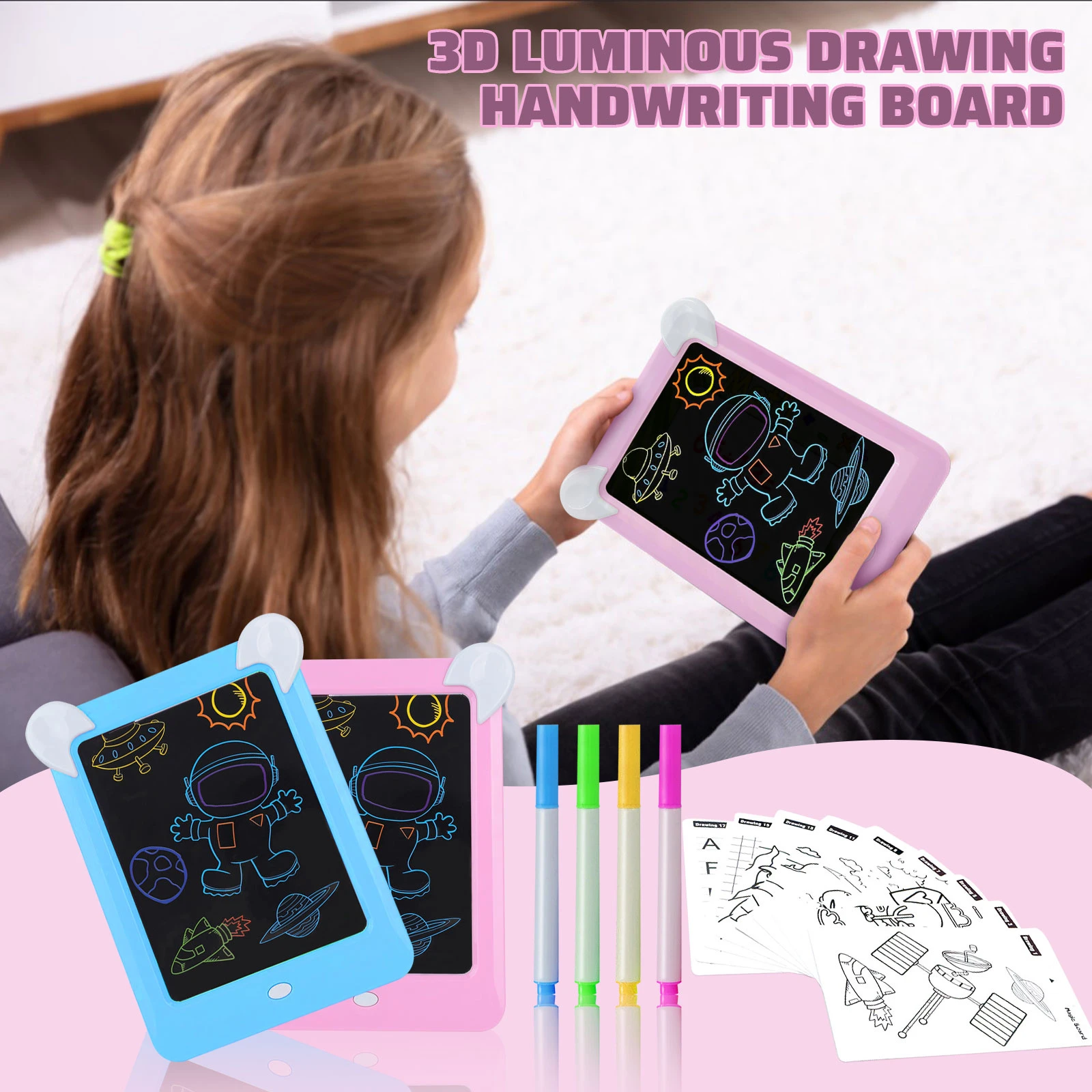 3d発光製図手書きボード落書きパッドタブレット4個ペン10個グラフィックスカード誕生日プレゼント男の子女の子 お絵かき おもちゃ Aliexpress