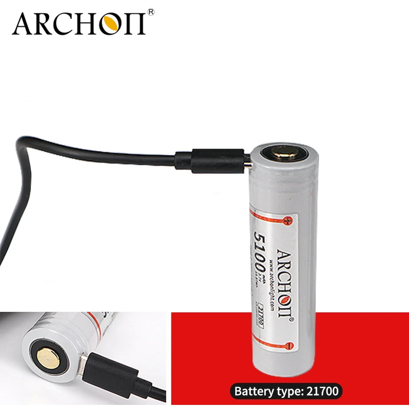Archon V10P Cree LED 100 Meters Underwater Flashlight Scuba Diving Torch Light with 5100mAh Type C USB Charging 21700 Battery