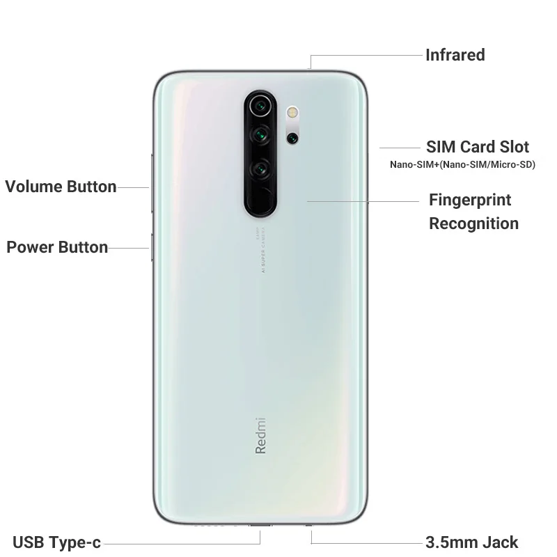  Global ROM Xiaomi Redmi Note 8 Pro 6GB 64GB Smartphone 64MP Quad Rear Camera Mobile Phone MTK Helio