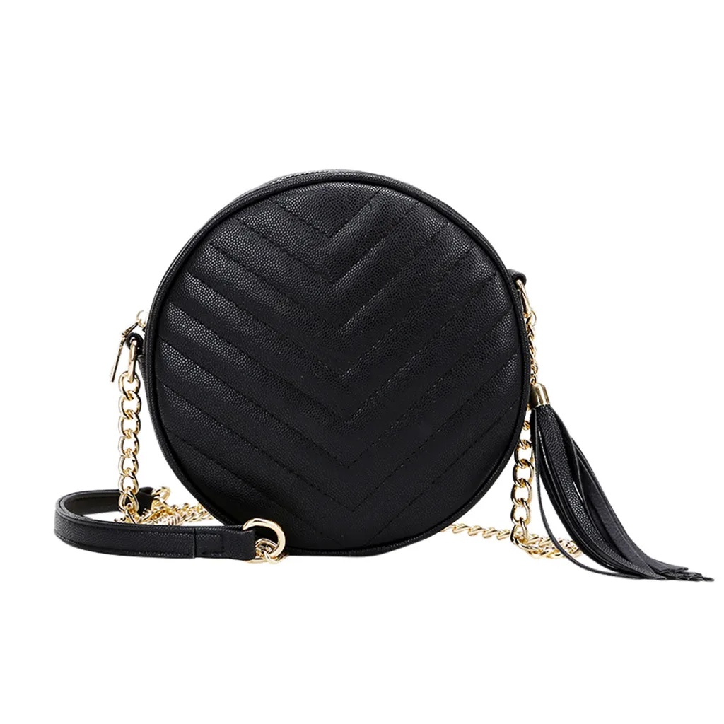 Womens Round Crossbody Bag Funny-Christmas-Elements Tartan Crossbody Wallet PU Leather Zipper Shoulder Bag