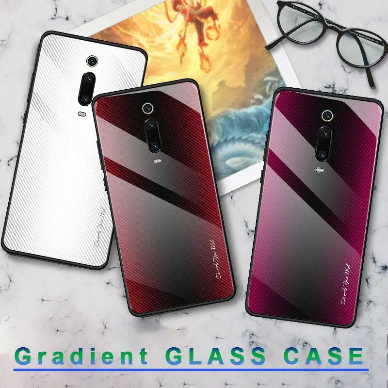 

Case For Xiaomi Redmi Note 7 Pro 6 5 K20 Pro 7A Gradient Temperd Glass Cover For Xiaomi Mi A3 Lite CC9 CC9E 9T Pro 9 SE Mi9 Case