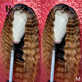 

RULINDA 13*6 Ombre Colored Lace Front Human Hair Wigs Curly Brazilian Non-Remy Hair Lace Wigs Pre plucked 150% Density