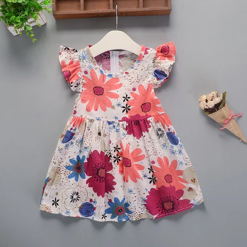 Платье для девочек; новое летнее хлопковое платье для маленьких девочек; хлопковое платье принцессы с цветочным рисунком для малышей; платье-пачка для девочек - Цвет: B08