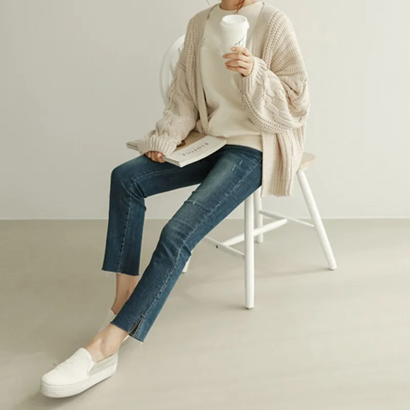 

2019 Women Preppy Harajuku Solid Loose Sweaters Casual Long Sleeve Thicken Cardigan Fashion Autumn Knitting Coat