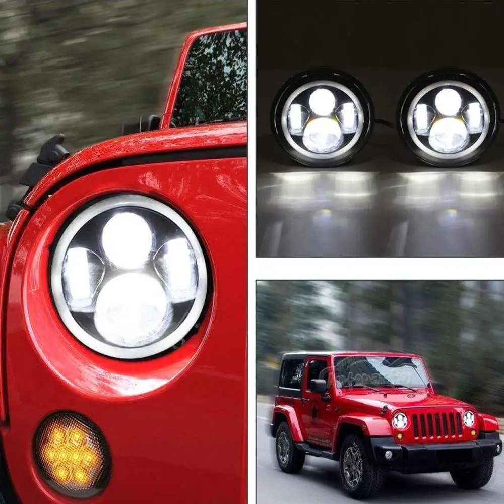 Новинка 2x7 дюймов 45 Вт круглый светодиодный светильник на голову s Halo Angle Eyes Для Jeep для Wrangler для JK LJ TJ CJ головной светильник s внедорожный рабочий светильник