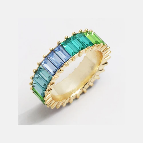JUJIA, женские Медные CZ золотые кольца, очаровательные стразы, ювелирные изделия, геометрические Свадебные обручальные кольца, женские вечерние кольца, подарок - Цвет основного камня: green multi