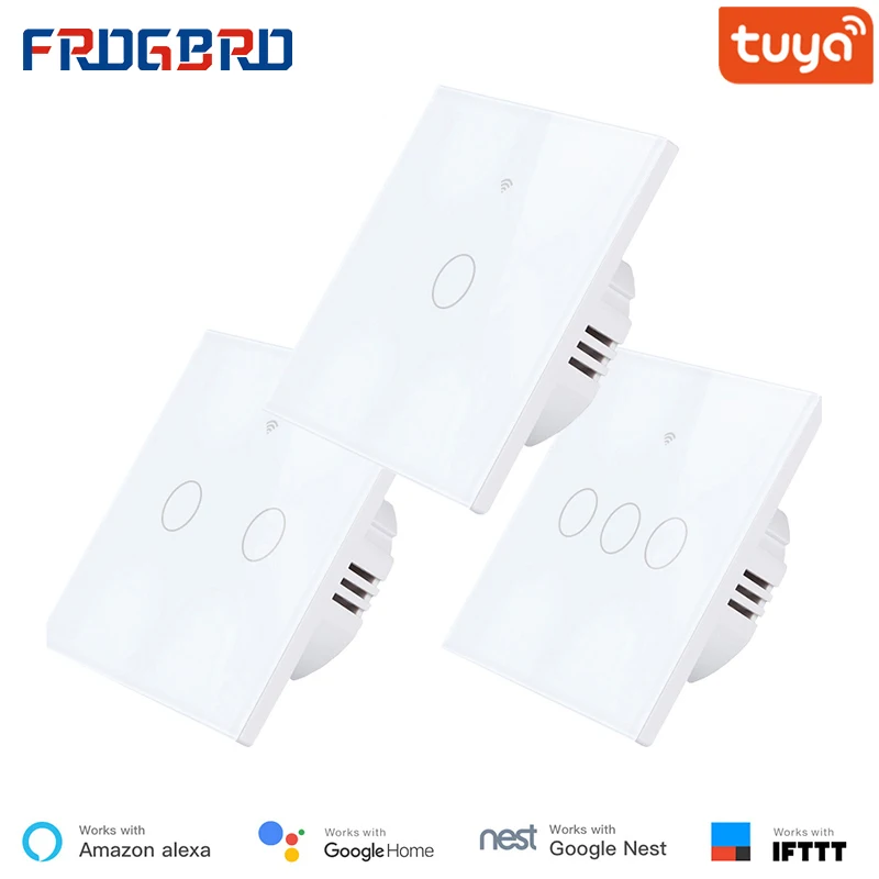 Умный выключатель FROGBRO сенсорный со стеклянным экраном Wi-Fi для умного дома 1/2/3
