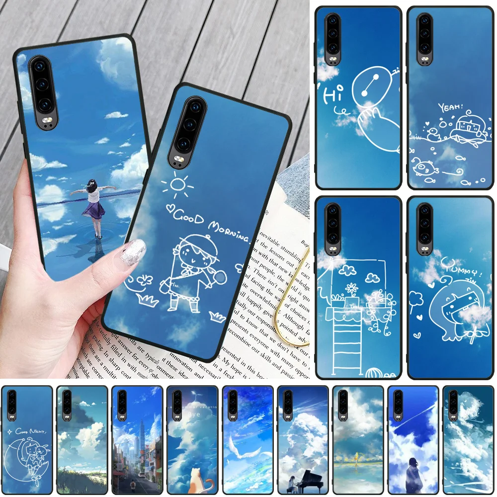 Чехол для телефона BaweiTE Clouds On Blue Sky из ТПУ Huawei P9 10 lite P20 pro P30 Psmart mate 20 | Мобильные