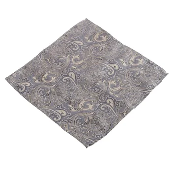 

Men's Peiris Pattern Pocket Square Hankie Hanky Handkerchief Gray And Gold