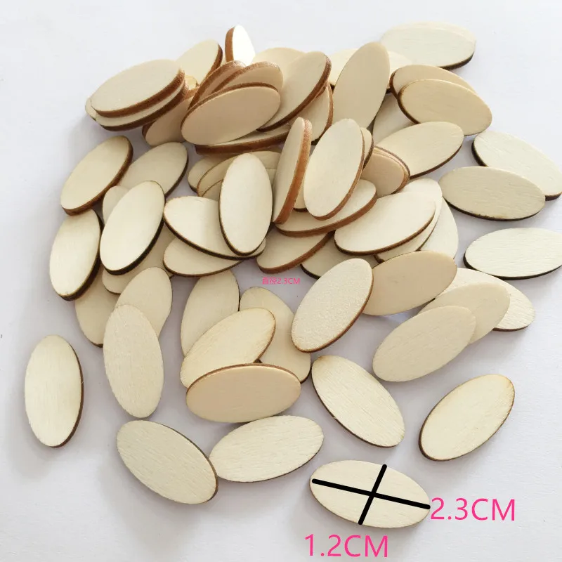 

100 Pieces Unpainted Natural Wooden Slices Oval Wood Pieces Blank Wood Plaque for Wedding Party Decor, Home Ornaments