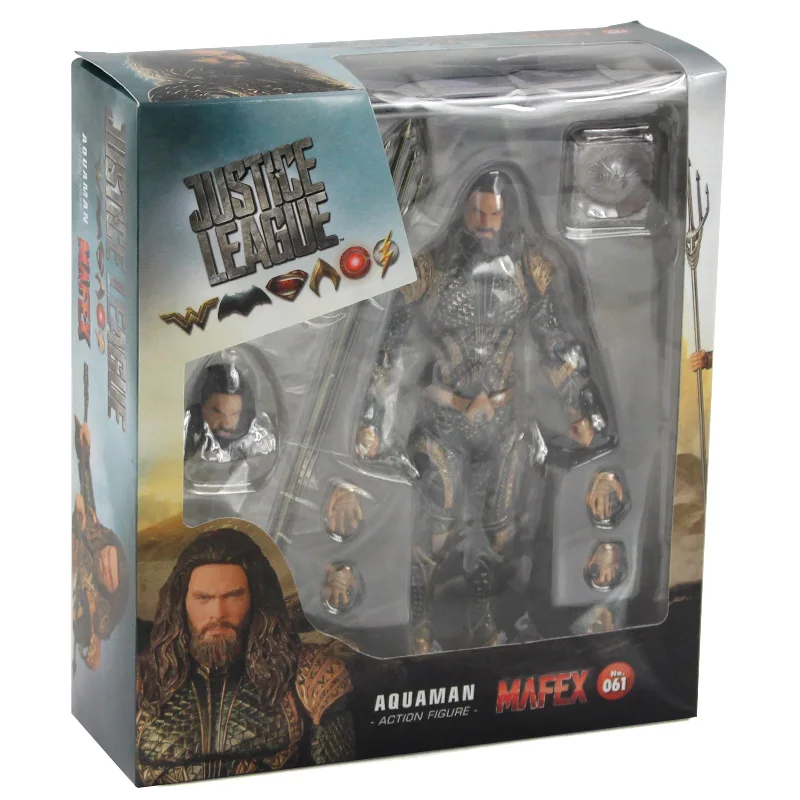 16 см Justice League MAFEX 061 Аквамен с тридентом статуя ПВХ фигурка игрушки Коллекционная модель куклы Brinquedos - Цвет: 16cm with box