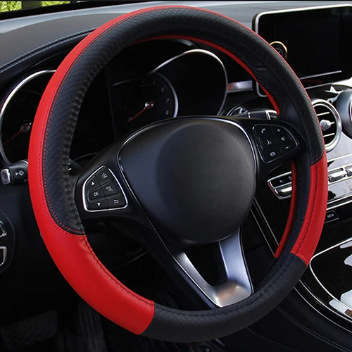 Чехол рулевого колеса автомобиля для 37-38 см 14,"-15" М Размер Многоцветный искусственная кожа Авто оплетка на руль накидка - Название цвета: Red