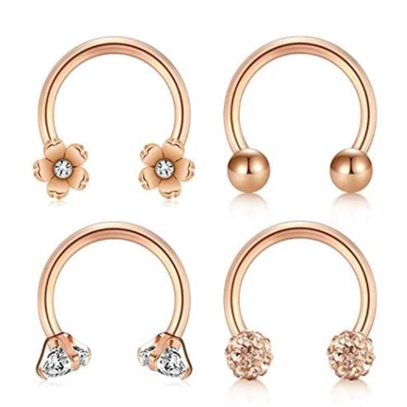 Серьги JFORYOU 4 шт. Daith Trague кольца для хряща из нержавеющей стали 16G подковообразные
