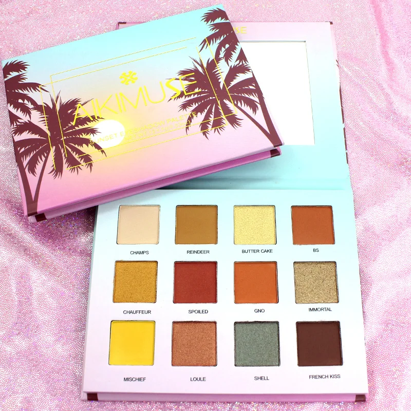 

12-color sunset plate pearlescent matte eye shadow tray beauty custom