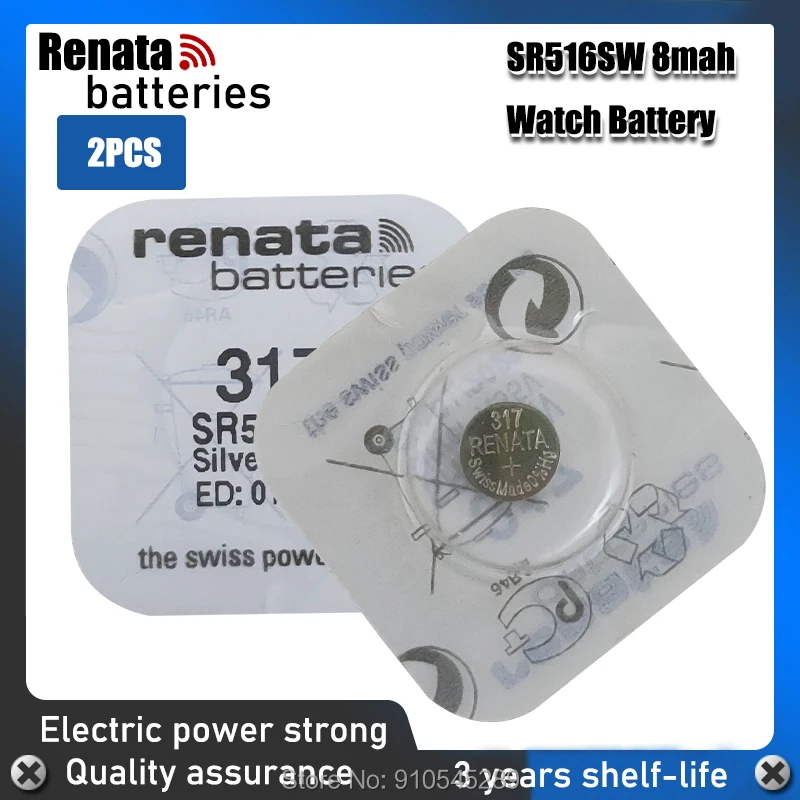2Pcs/Lot Brand New Renata LONG LASTING 317 SR516SW SR62 D317 V317 Watch Battery Button Coin Cell Swiss Made 100% Original | Электроника