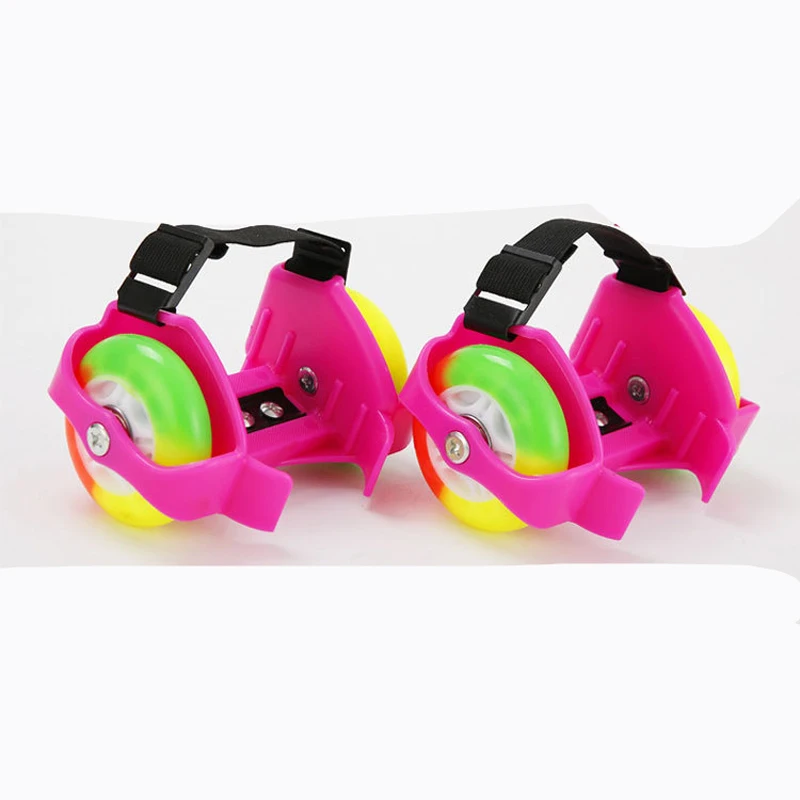 Pink 1 пара детские роликовые коньки Двойные колеса обувь Роликовые портативные для детей мальчик и девочка - Цвет: Pink