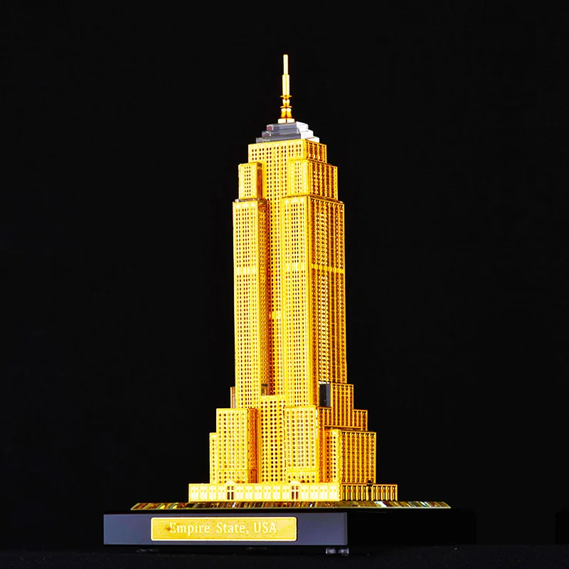 

American Empire State Building Crystal inlaid with gold Assembling Souvenirs decorate Tower structure edifice Architecture model