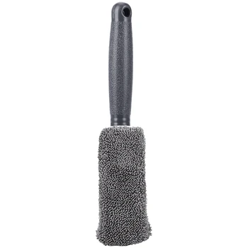 

Car superfine fiber long handle tires brush clean cloth tire brush gray