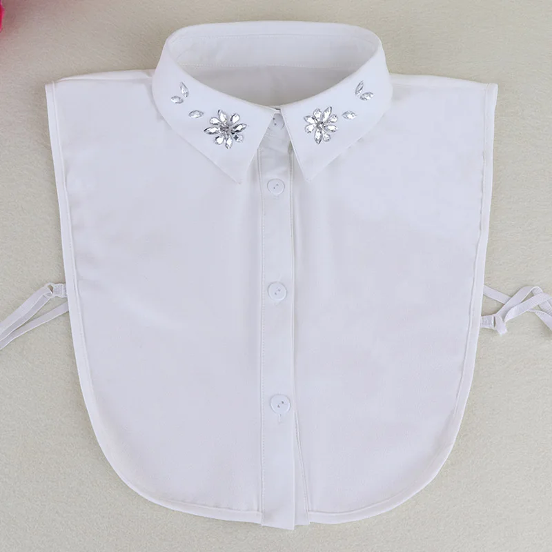 Sitonjwly Faux Cols Detachable Collar Lace Fake Collars for Women Sweater Chiffon Flase Blouse Tie Lapel Shirt Accessory |