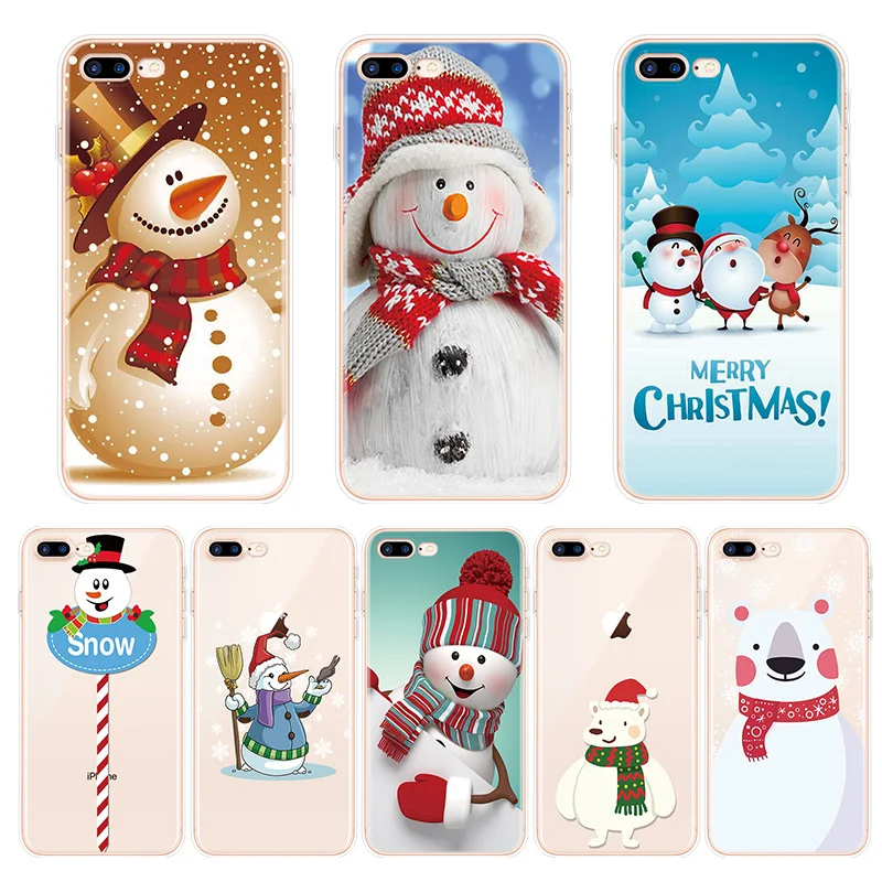 

Xmas Christmas Snowman Soft Coque Cases for iPhone 7 8 6 6S Plus 5 5S 5C X 4 4S SE 11 Pro for Cover iPhone XS Max XR Case Fundas