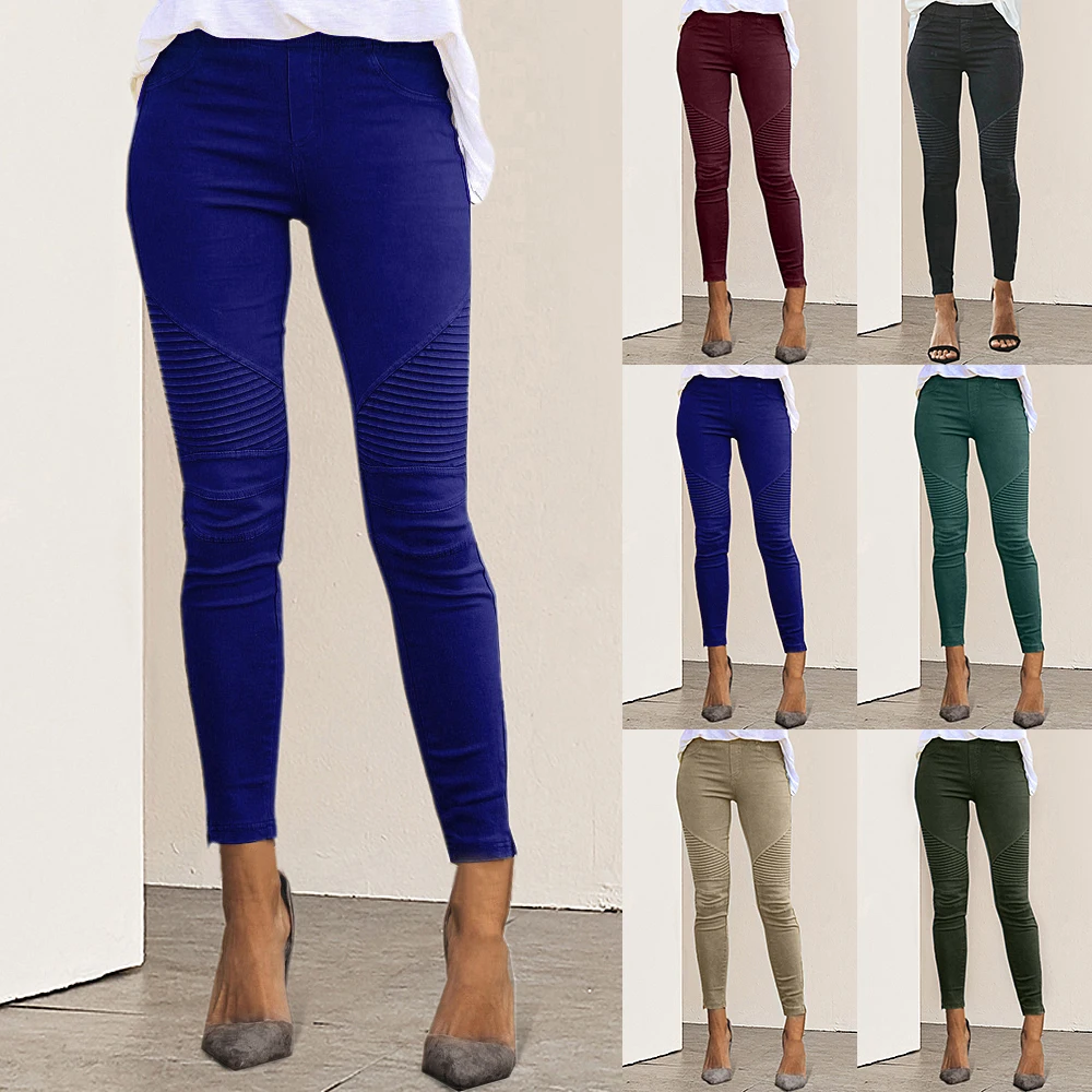 Новинка, женские повседневные обтягивающие облегающие брюки-карандаш, облегающие брюки с высокой талией в стиле пэчворк, эластичные облегающие быстросохнущие брюки