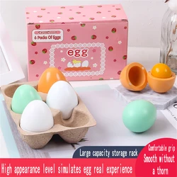 Simulation d'œufs en bois, 6 pièces, jeu de cuisine pour enfants, jouet éducatif Montessori 