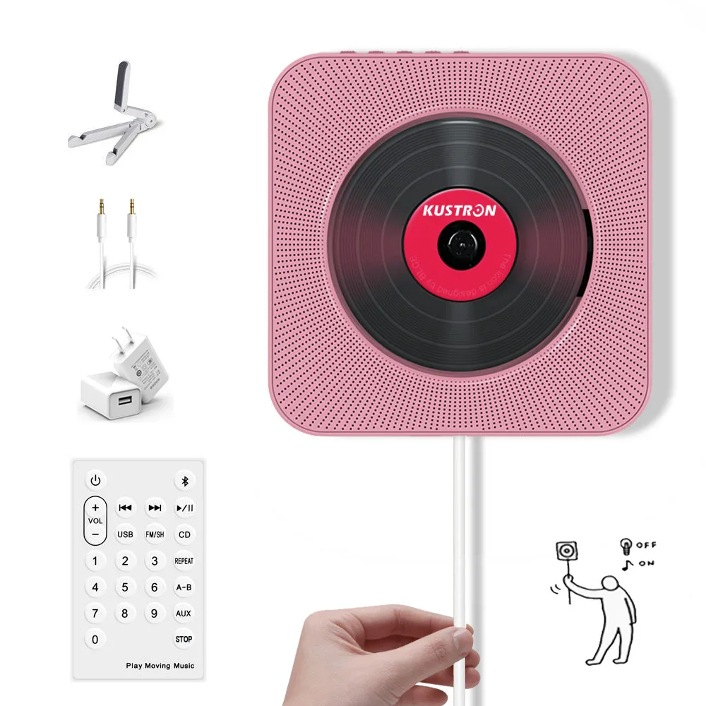 Настенный Bluetooth cd плеер, потяните переключатель с пультом HiFi динамик USB привод наушники плеера Jack AUX вход/выход