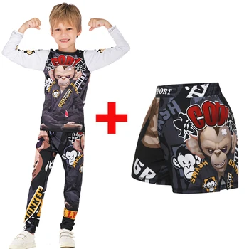 

Muay Thai Shorts MMA Rashguard T-shirts Boy Jiu jusit Bjj Gi Boxing Jerseys Sets MMA Compression Sportsuits Rash guard Tights