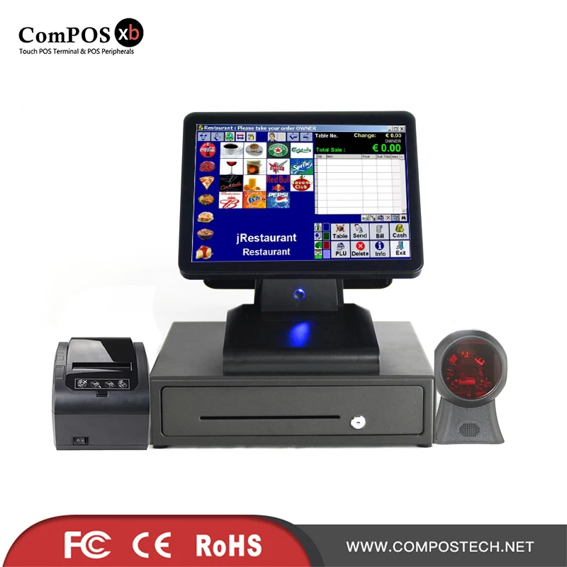 US $436.00 Pos Terminal Tablet 15 Inch Lcd Touch Screen POS System For Supermarket Whole Set EPOS