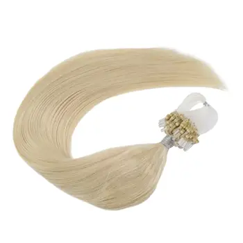 

Ugeat Micro Ring Hair Extensions Machine Remy Human Hair 14-24inch Blonde Color #613 Pre-Bonded Hair Extension Soft Hair 50g/50s
