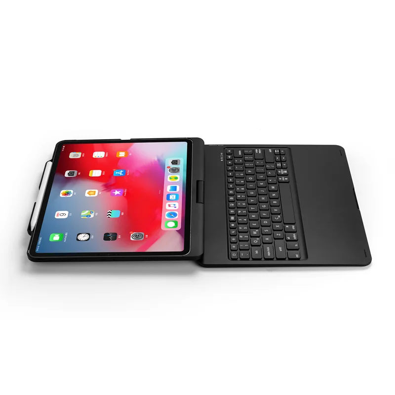 [Новинка] синяя беспроводная клавиатура с зубчатой лапой для iPad pro 12,", Премиум жесткий чехол+ 360 Поворот умный сон+ 7 цветов с подсветкой
