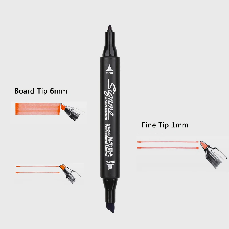 MG 80 цветов Двойные наконечники Маркер ручки на спиртовой основе для рисования дизайн каракули маркер анимация манго
