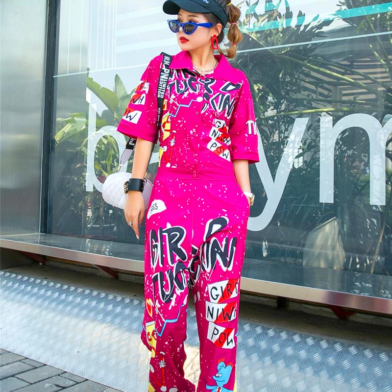Комбинезон женский с принтом в стиле хип-хоп | Женская одежда
